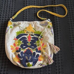 Embroidered Multicolor Crossbody Hobo Bag
